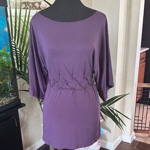 Max Studio Purple Knot-Detail Tunic Top